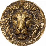 Ivory Coast LION series BIG FIVE MAUQUOY HAUT RELIEF 100 Francs Gold coin Ultra High Relief 2020 Antique finish 1 oz